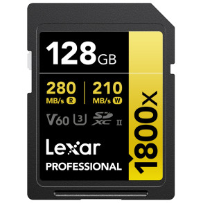 Lexar SDXC 128GB Pro 1800X U3 UHS-II (V60) 280/210MB/s